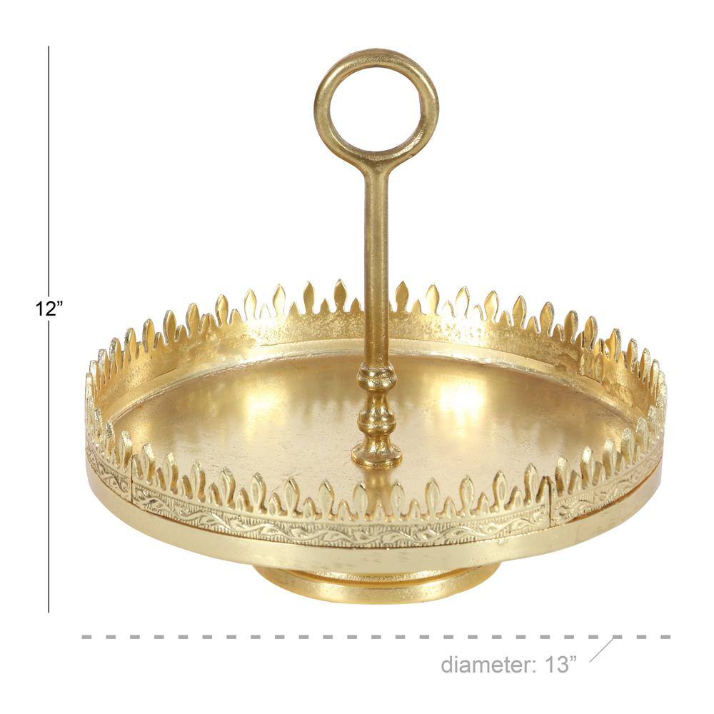 Gold Aluminum Glam Cake Stand with Finial Handle