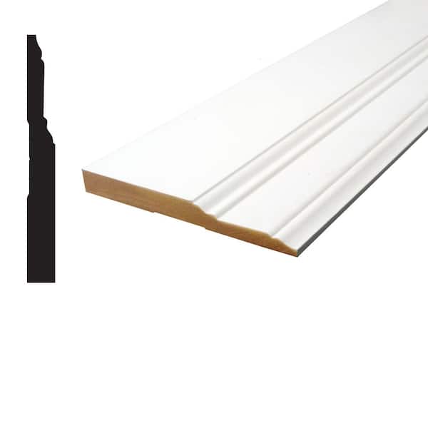 5/8 in. D x 5-1/2 in. W x 96 in. L MDF Primed White Baseboard Moulding Pack (4-Pack)