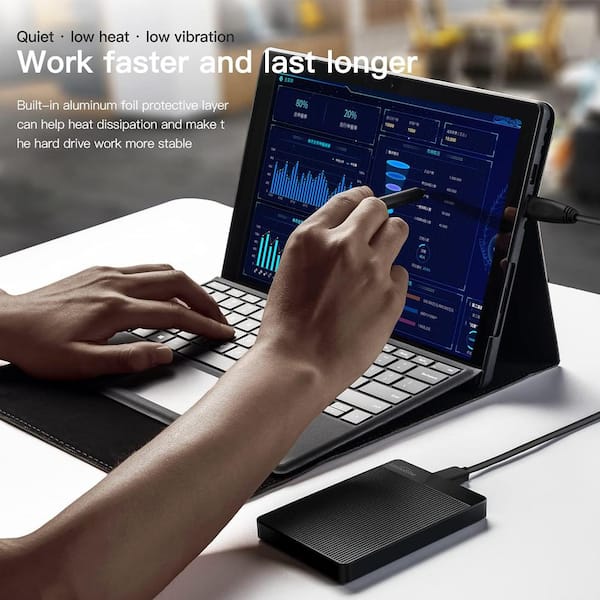 EKIEUDL - 500GB Ultra Slim Portable External Hard Drive HDD-USB 3.0, Ultra-Fast Data Transfers for PC  and  Laptop, Black