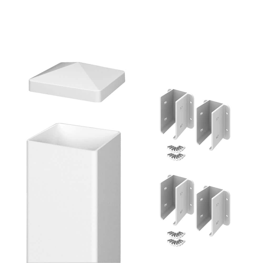 Outdoor Essentials 4 in. x 4 in. x 6 ft. White Vinyl Fence Post Kit