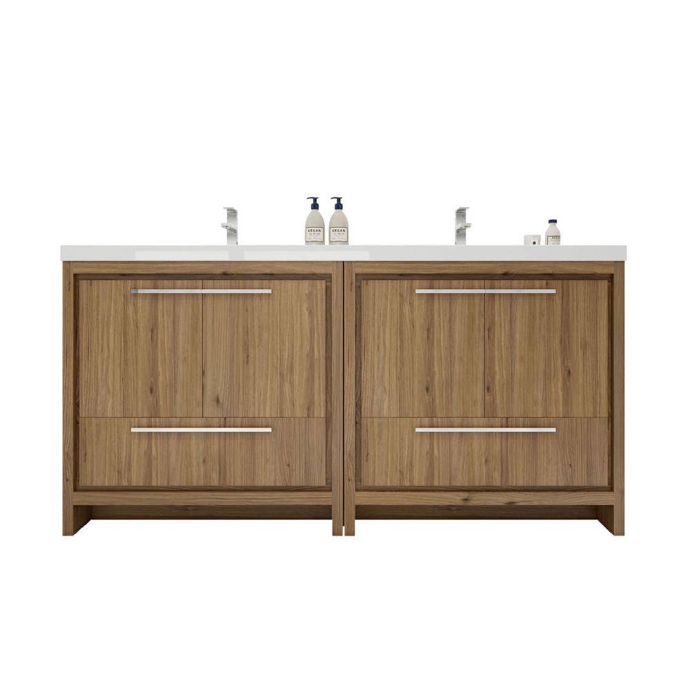 Dolce 72 in. W Bath Vanity in Natural Oak with Reinforced Acrylic Vanity Top in White with White Basins price history on PriceWatchPro