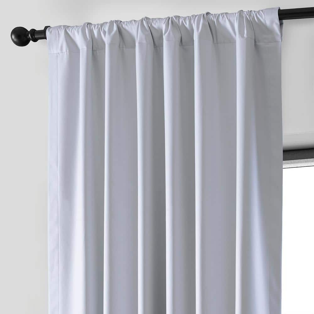 Off White Puddle Length Velvet Blackout Drape Panel