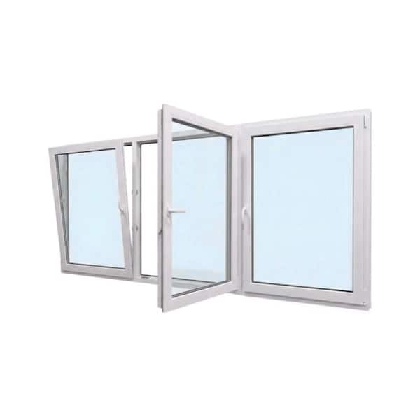 96 in. x 48 in. Elite Euro White Exterior/Interior Vinyl Triple Sash Tilt/Turn Window with Middle Right Inward Swing