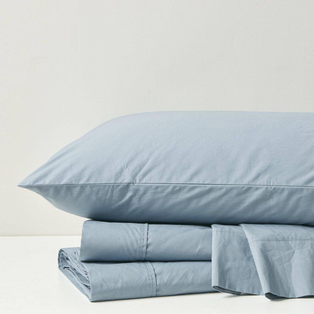 Twin White Cotton Percale Sheet Set