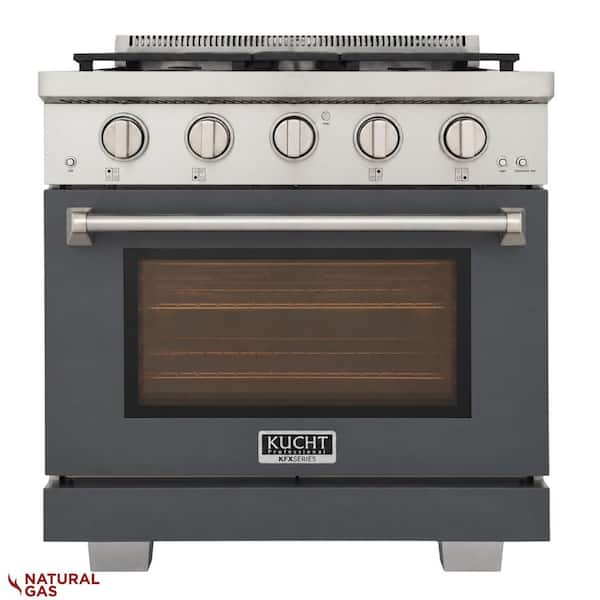 30 in. 4.2 cu. ft. 4-Burners Freestanding Natural Gas Range and Convection Oven in Cement Gray with True Simmer Burners