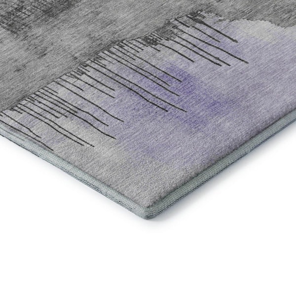 Mayfield Premium Machine Washable Abstract AMF1880 Lavender 5 ft. x 7 ft. 6 in. Area Rug