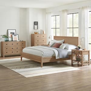 Arden 5-Piece Bedroom Set with King Bed, Two 2-Drawer Nightstands w/open shelf, 5-Drawer Chest, 6-Drawer Dresser, Gray