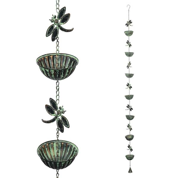 Metal Hanging Dragonfly Chain Rain Catcher