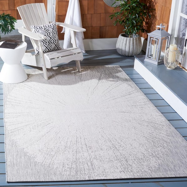 Courtyard Beige/Gray 4 ft. x 6 ft. Floral Abstract Indoor/Outdoor Area Rug