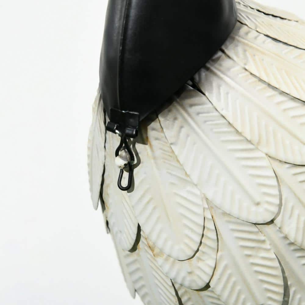 Set of 2 White and Black Metal Heron Garden Statues
