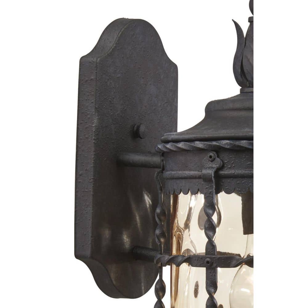 Spanish Iron Outdoor Wall Mount Light with Champagne Glass