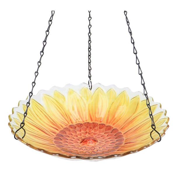 11 in. Dia Orange Hanging Bird Bath Outdoor