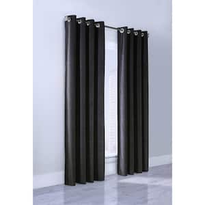 Minuit Black Polyester Chevron 52 in. W x 95 in. L Grommet Indoor Room Darkening Curtain (Single Panel)