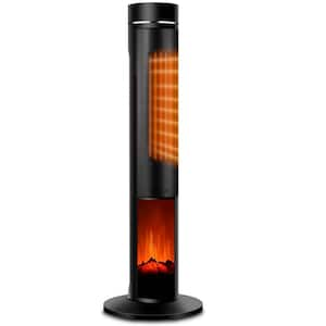 1500-Watt 35 in. Electric Ceramic Tower Space Heater with Thermostat, 3D Realistic Flame, Remote Control