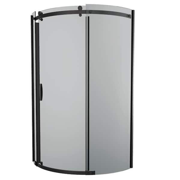 French Corner 40-1/2 Inch D x 40-1/2 Inch W x 72 Inch H Framed Sliding  Shower Enclosure in Satin Black