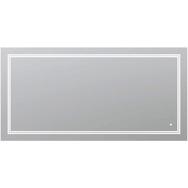 SOHO 60 in. W x 30 in. H Frameless Rectangular LED Light Bathroom Vanity Mirror in Silver
