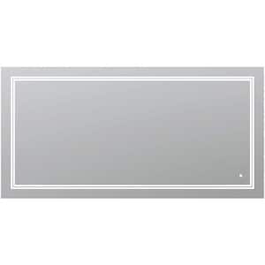 SOHO 84 in. W x 36 in. H Frameless Rectangular LED Light Bathroom Vanity Mirror in Silver