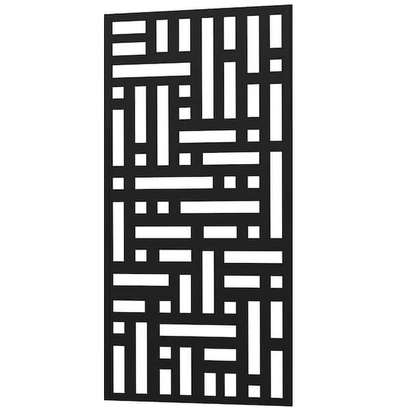 Dovelina 47.2 in. H x 23.6 in. W Galvanized Metal Outdoor Privacy Screen Panel Garden Fence in Black