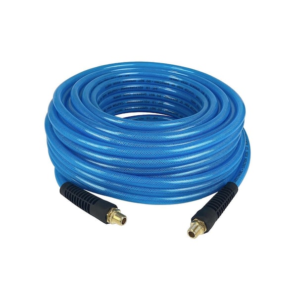 Primefit 3/8 in. x 100 ft. with 1/4 in. Polyurethane Air Hose Male NPT ...