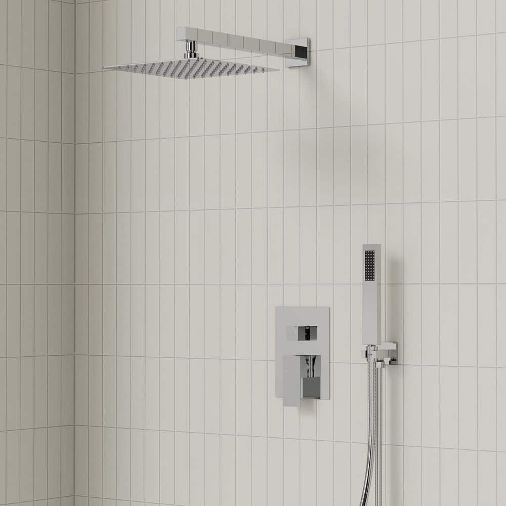 EVERSTEIN Single-Handle Rain 2-Spray Square 10 in. Dual Shower