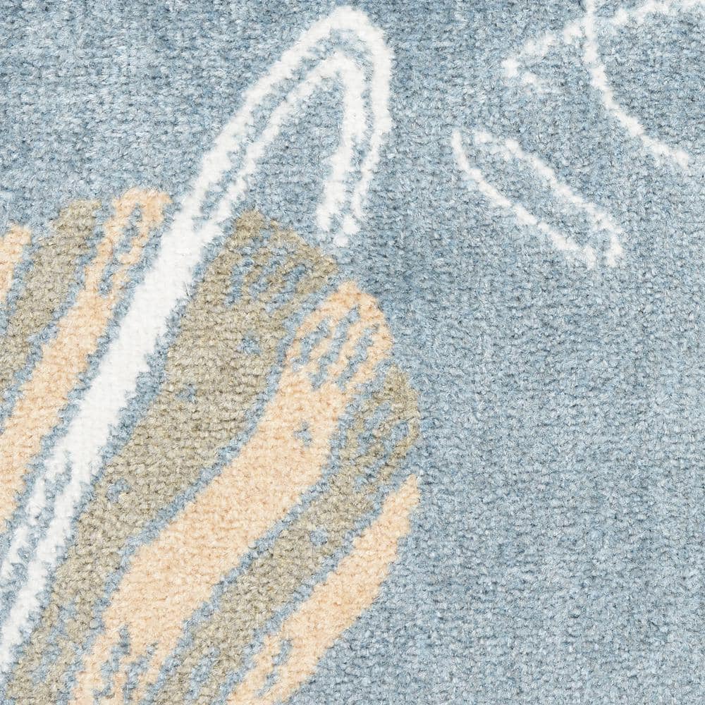 Astra Blue Multicolor Space Theme Kids Washable Rug 4' x 6'