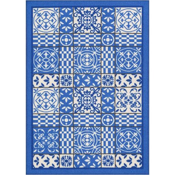 Well Woven Kings Court Roxbury Blue 3 ft. x 5 ft. Modern Area Rug