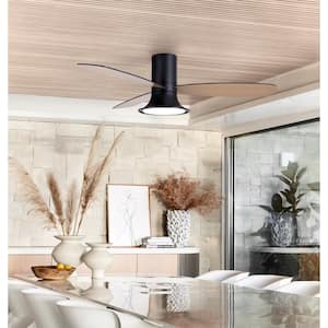 Flusso 52 in. Indoor Matte Black Light Ceiling Fan with Remote Control