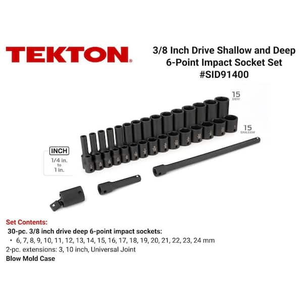 3/8 in. Drive 6-Point Impact Socket Set, 33-Piece (1/4 in. - 1 in.)