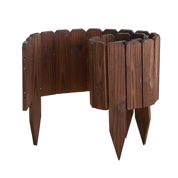 48 in. x 13.8 in. x 0.47 in. Brown Wood Edging Fence with Level Heights Design for Yard Patio and Garden Border (1-Pack)