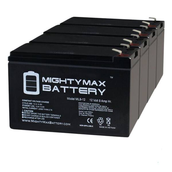 MIGHTY MAX BATTERY 12V 9Ah SLA Battery Replaces Razor MX350 Electric Dirt Bike - 4 Pack