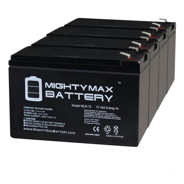 MIGHTY MAX BATTERY 12-Volt 9Ah SLA Replacement Battery compatible with SigmasTek SP12-9, SP12-8 - 4 Pack