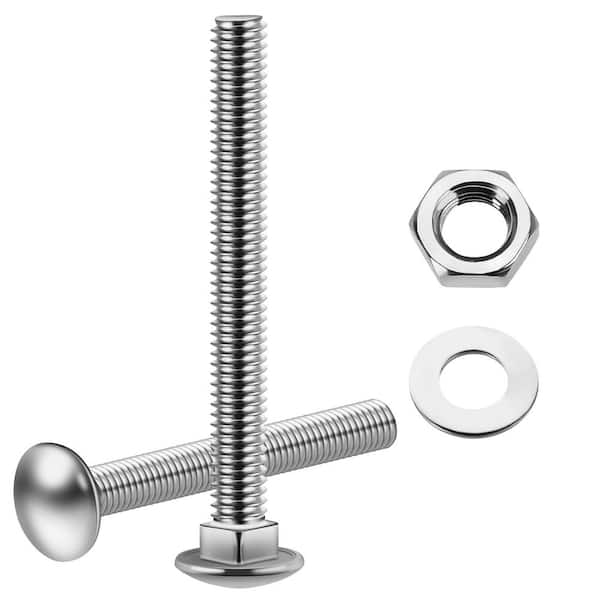 5/16 in.-18 x 3 in. Stainless Steel Carriage Bolts with Nuts and Washers (10-Pack)