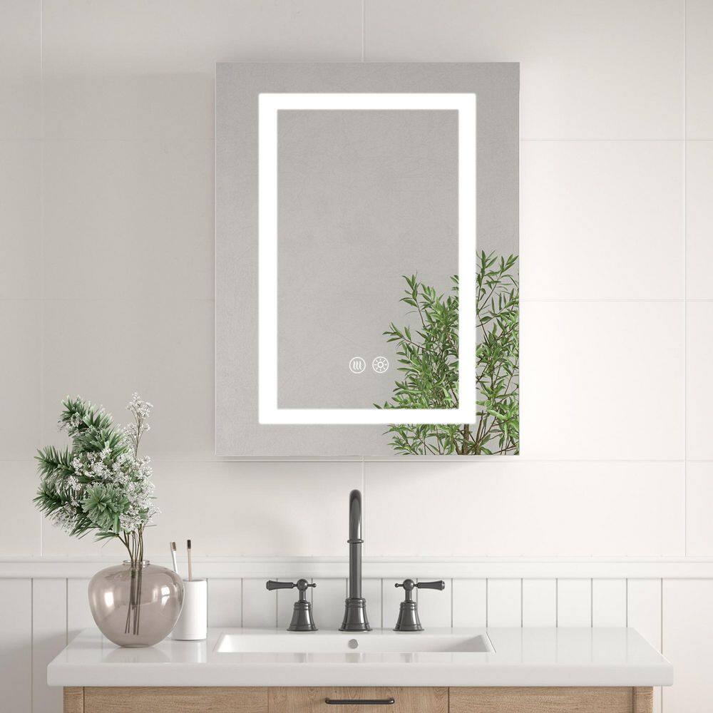 20 in. W x 26 in. H Rectangular Silver LED Anti-Fog Aluminum Recessed/Surface Mount Medicine Cabinet with Mirror / Right price history on PriceWatchPro