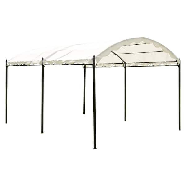 Sireck 9.9 ft. x 13 ft. White Outdoor Patio Steel Carport Shelter Garage Tent