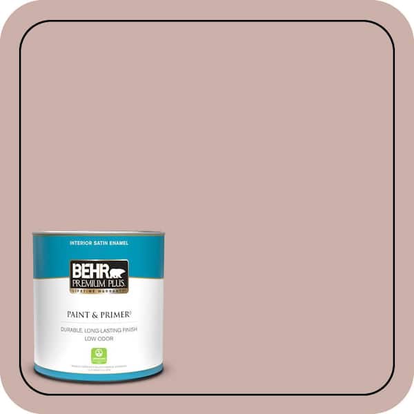 BEHR PREMIUM PLUS 1 qt. Home Decorators Collection #HDC-CT-07A Vintage Tea Rose Satin Enamel Low Odor Interior Paint & Primer