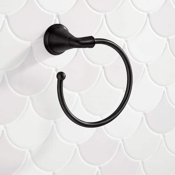 SIGNATURE HARDWARE Provincetown Wall Mounted Towel Rings in Matte Black