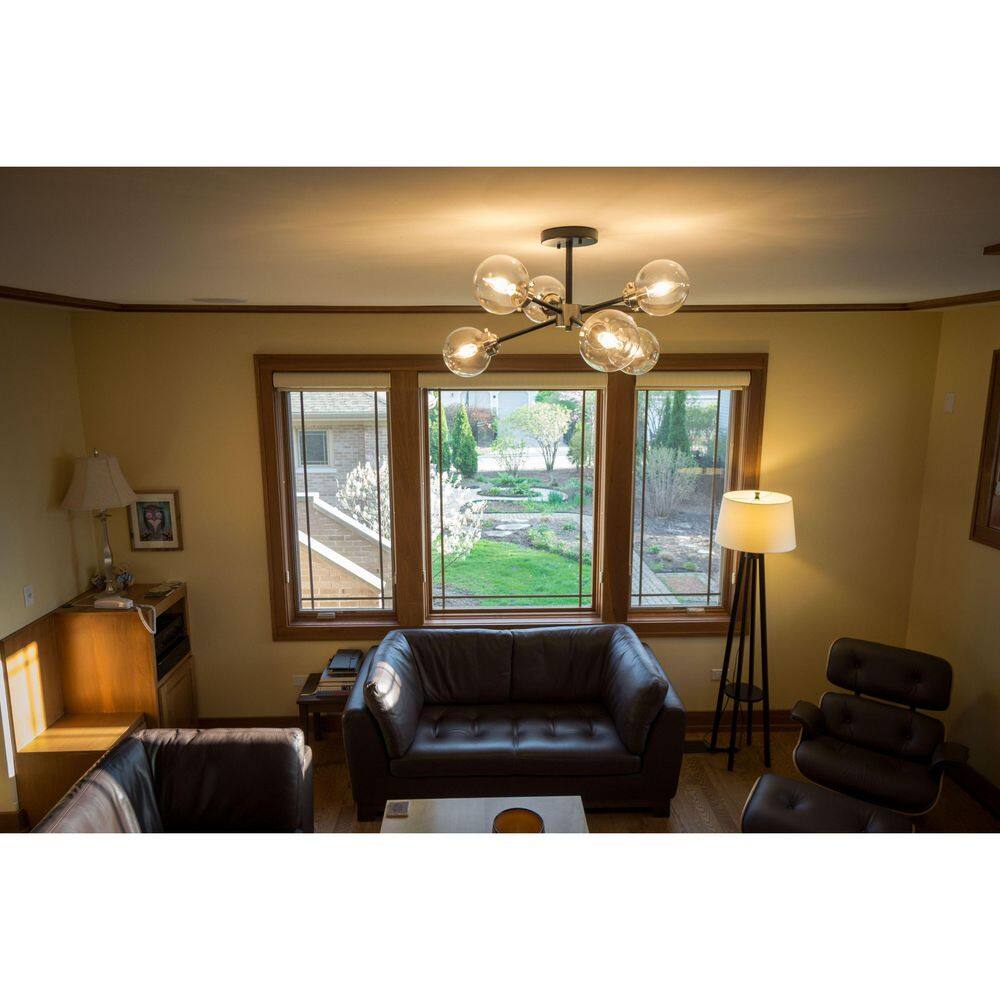 Orbit Satin Nickel and Bronze 4-Light Semi Flush Mount