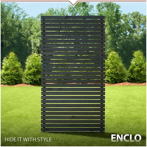 Aspen No Dig 6 ft. H x 3.1 ft. W Cedar Wood Charcoal Finish Slatted Panel Flat Top Privacy Fence Screen 1-Panel
