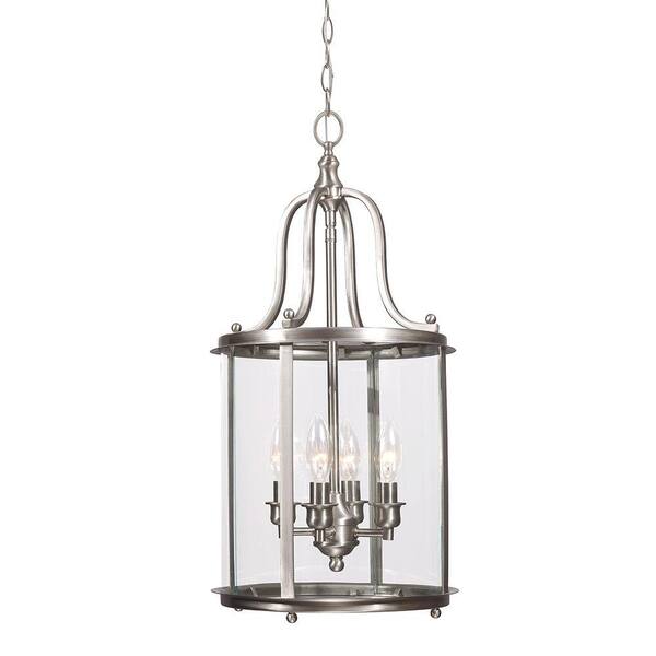 Generation Lighting Gillmore 4-Light Brushed Nickel Hall/Foyer Lantern with Clear Glass