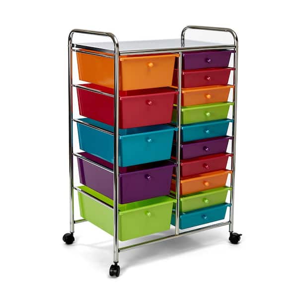 Seville Classics Pearlescent Multi-Color 15-Drawer Organizer Cart
