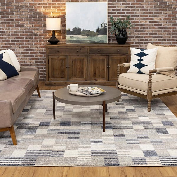 Pernette Blue  Doormat 3 ft. x 4 ft. Geometric Area Rug