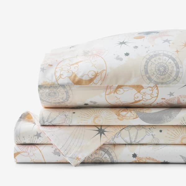 The Company Store Company Kids Celestial White Multi Organic Cotton Percale Queen Sheet Set