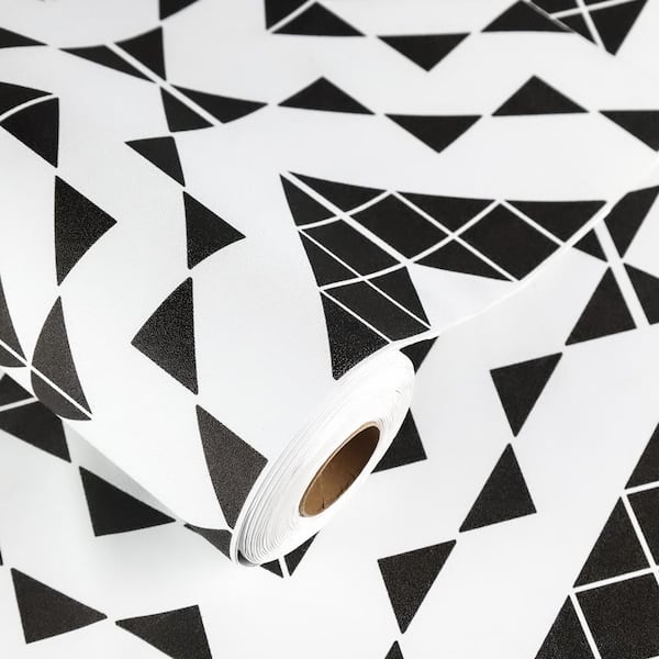 Black and White 12 in. x 120 in. 4MIL Vinyl Peel and Stick Sheet Flooring, Cut to Length, Water Resistant Flooring Roll