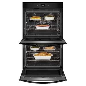 27 in. Double Electric Wall Oven With Convection Self-Cleaning in Black