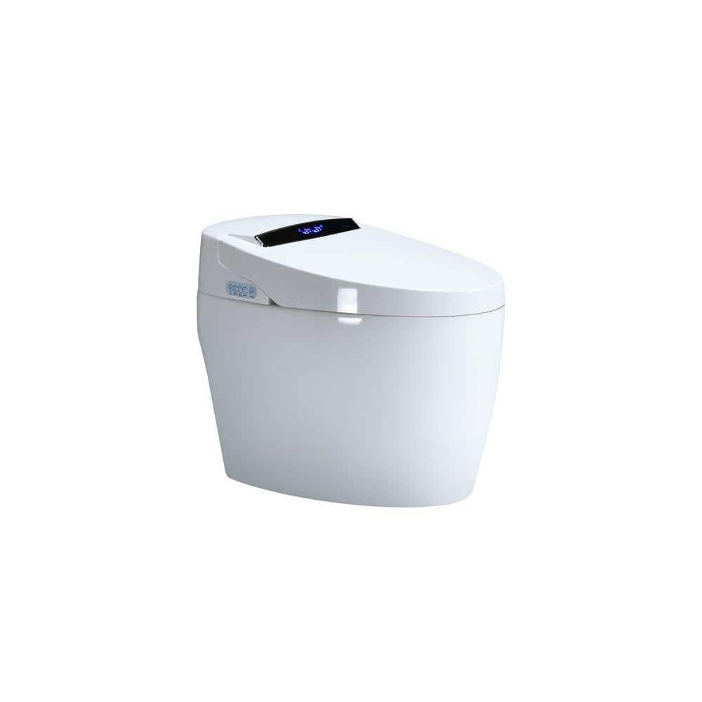 Qidian Elongated Smart Bidet Toilet 1.32 GPF in White with Remote ...