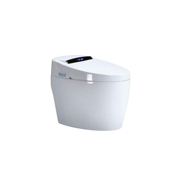Elongated Smart Bidet Toilet 1.32 GPF in White with Remote, Automatic Flush, Heated Seat and Warm Air Dryer