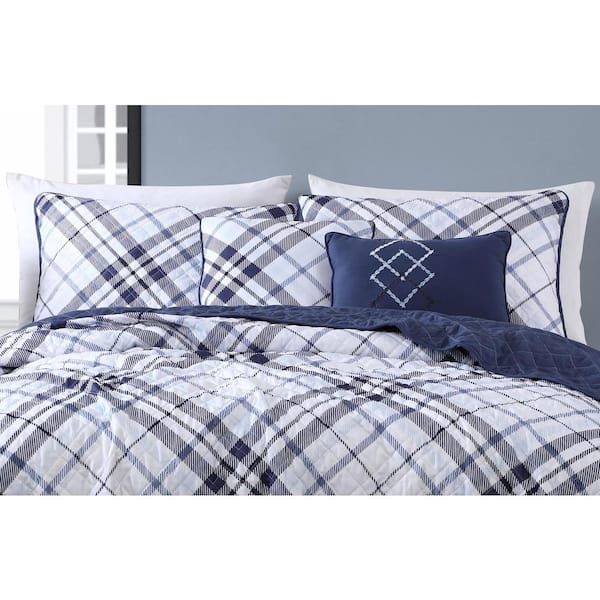 Unbranded Khalvin 5-Piece Indigo King Polyester Quilt Set
