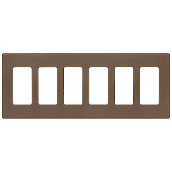 Lutron Claro 6 Gang Wall Plate for Decorator/Rocker Switches, Satin, Espresso (SC-6-EP) (1-Pack)