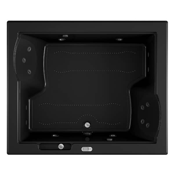 JACUZZI Fuzion Salon Spa 71.75 in. x 59.75 in. Rectangular Combination Bathtub with Center Drains in Black