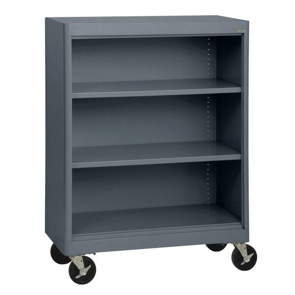 Sandusky 48 in. Charcoal Metal 3-shelf Cart Bookcase with Adjustable Shelves